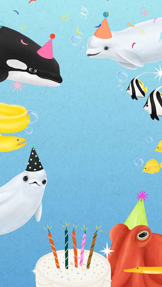 Sea life birthday iPhone wallpaper background