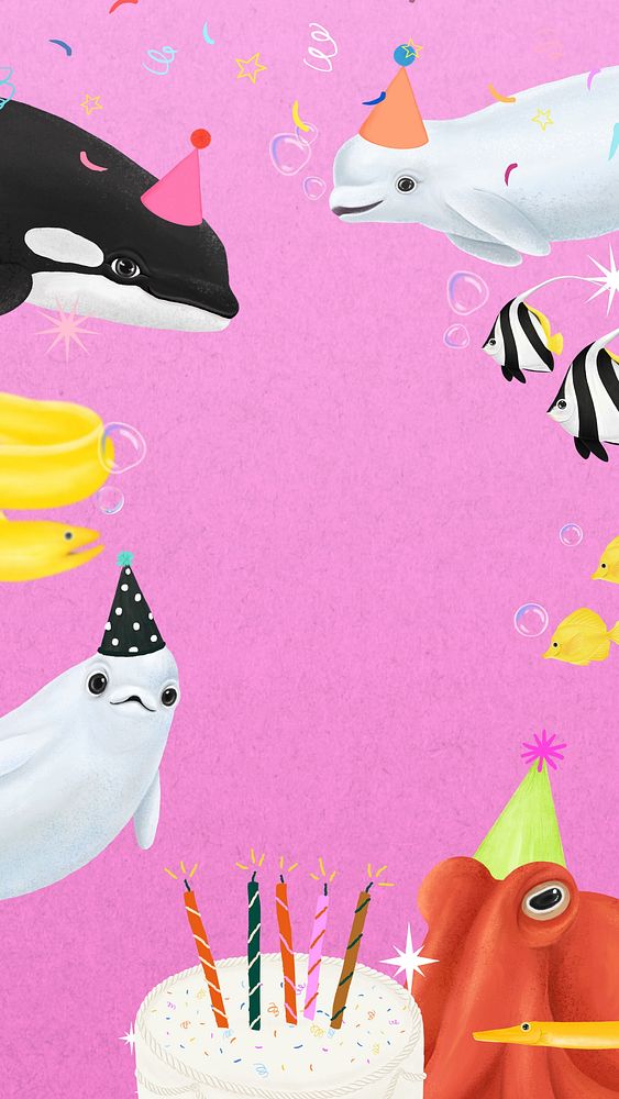 Sea life birthday iPhone wallpaper background