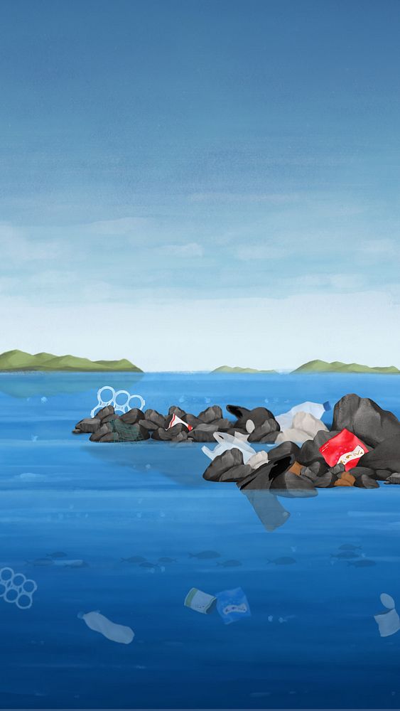 Ocean pollution iPhone wallpaper background