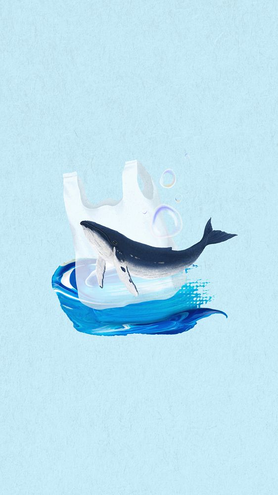 Ocean pollution, blue iPhone wallpaper background