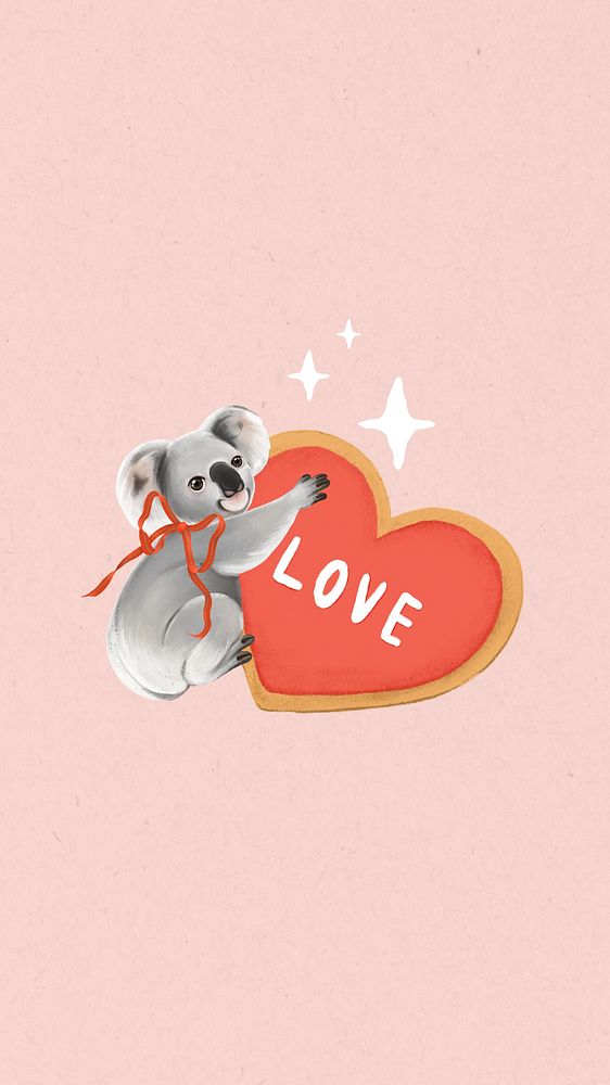 Valentine's koala iPhone wallpaper background