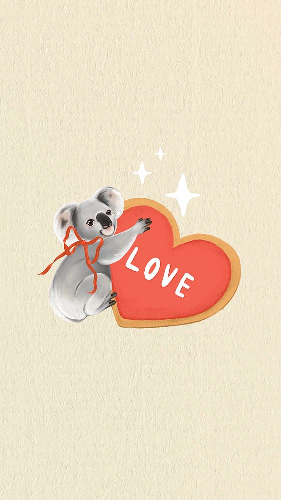 Valentine's koala iPhone wallpaper background