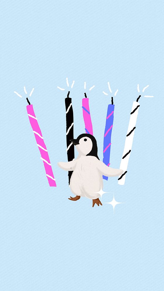 Birthday penguin iPhone wallpaper background