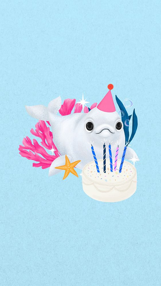 Cute birthday whale iPhone wallpaper background