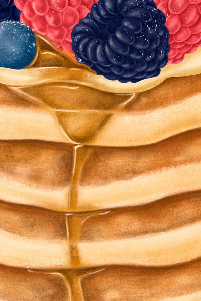 Blueberry pancake dessert background, food illustration