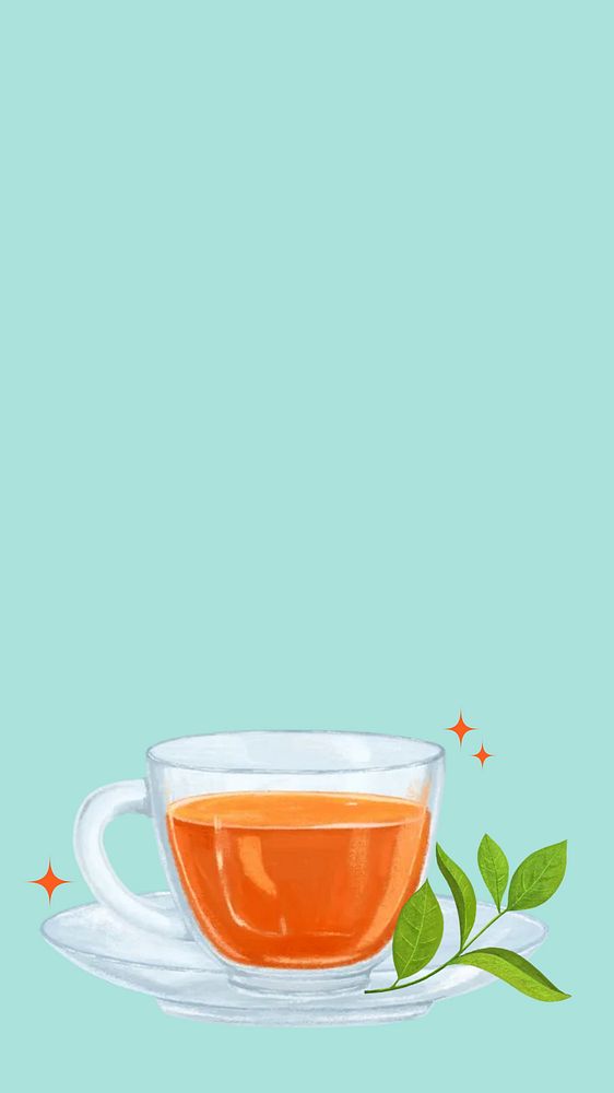 Hot tea phone wallpaper, drink illustration