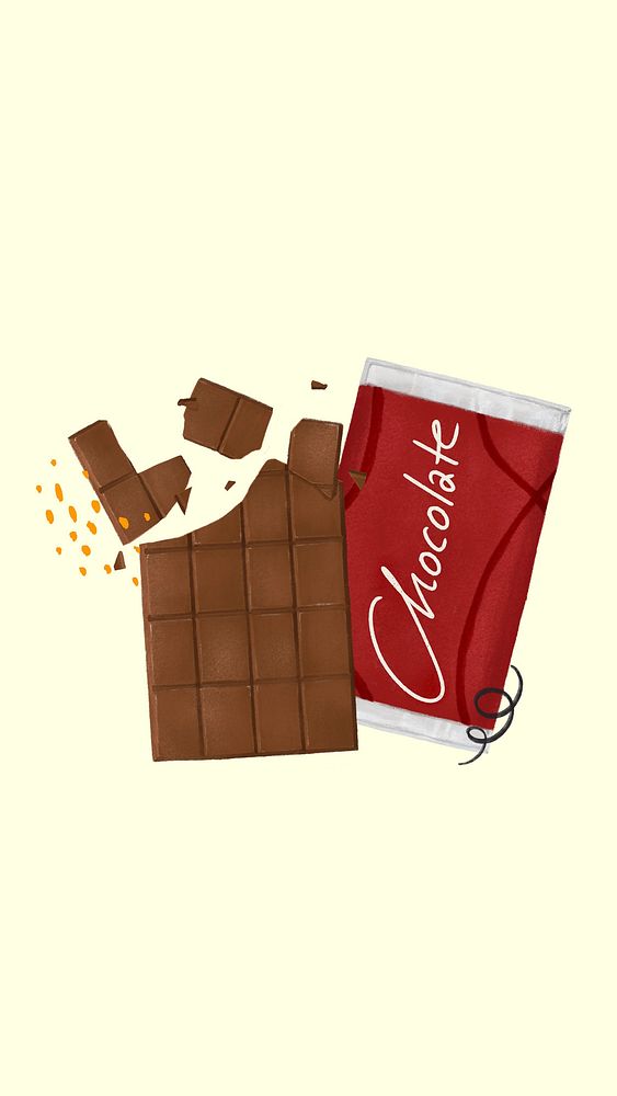 Chocolate bar mobile wallpaper, dessert illustration