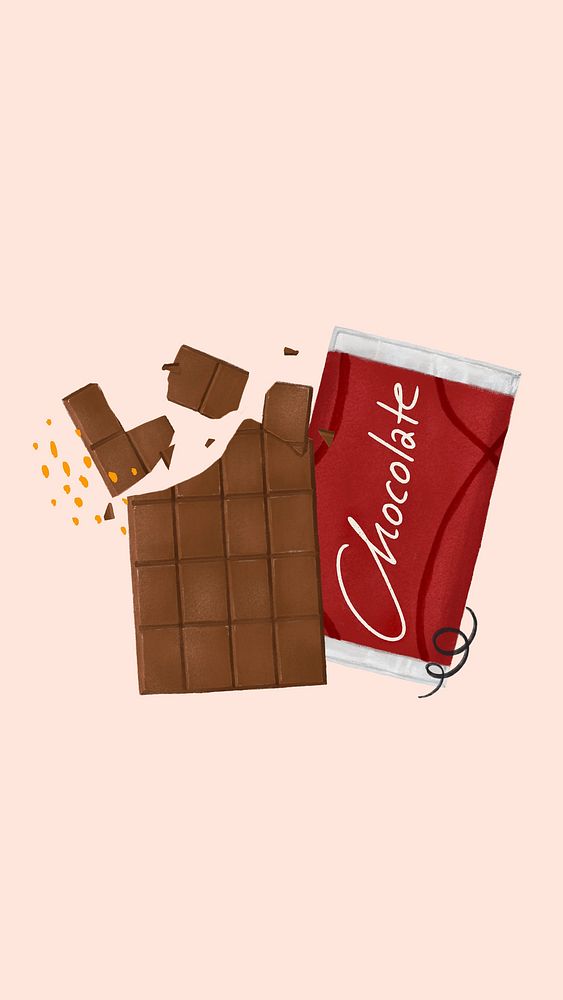 Chocolate bar mobile wallpaper, dessert illustration