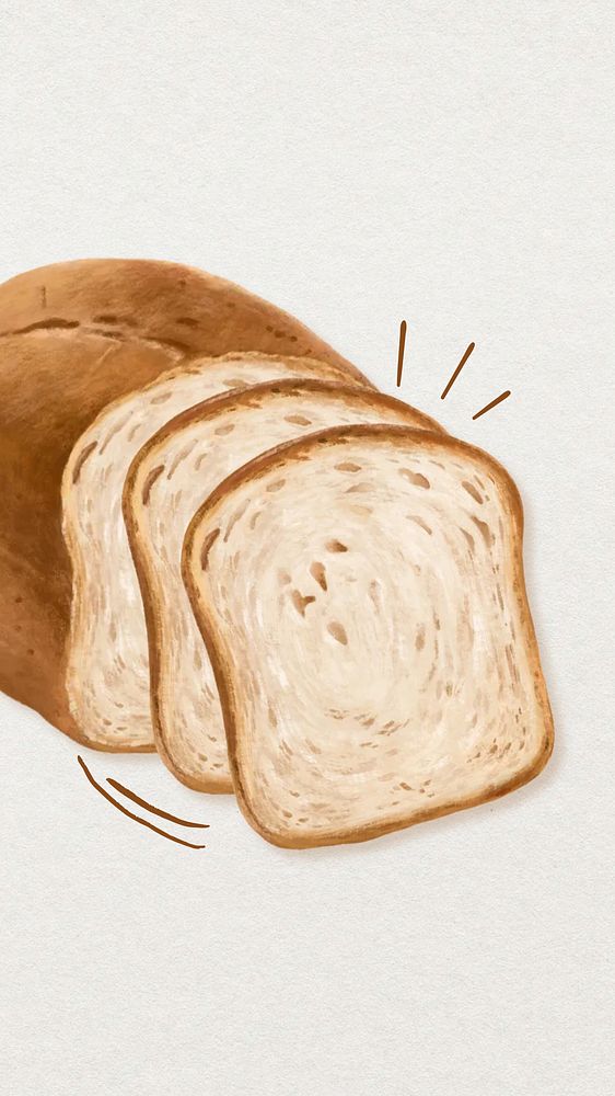 Bread loaf iPhone wallpaper, breakfast food illustration