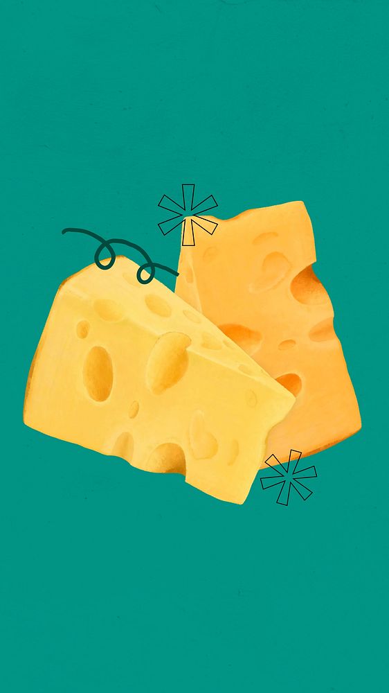 Cheese pieces phone wallpaper, green background
