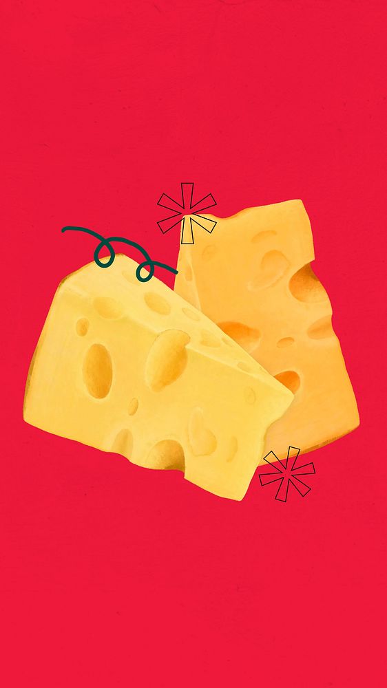 Cheese pieces phone wallpaper, red background