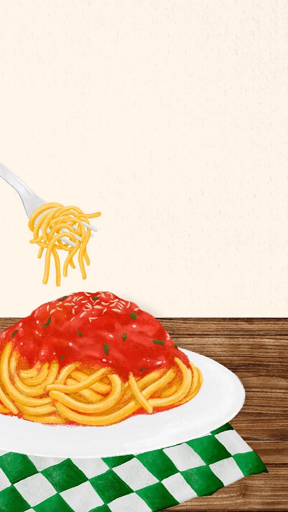 Delicious spaghetti mobile wallpaper, beige border background