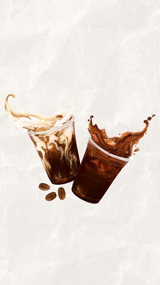 Fresh coffee splash iPhone wallpaper, morning drinks illustration