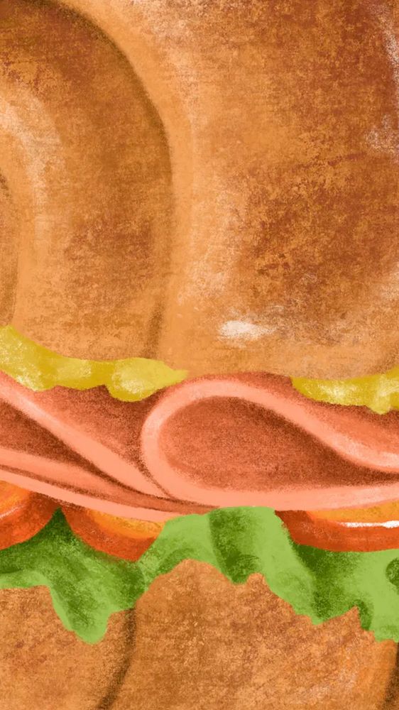 Delicious sandwich closeup mobile wallpaper, food  illustration