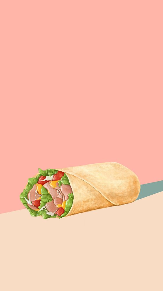 Pink salad wrap iPhone wallpaper, healthy food background