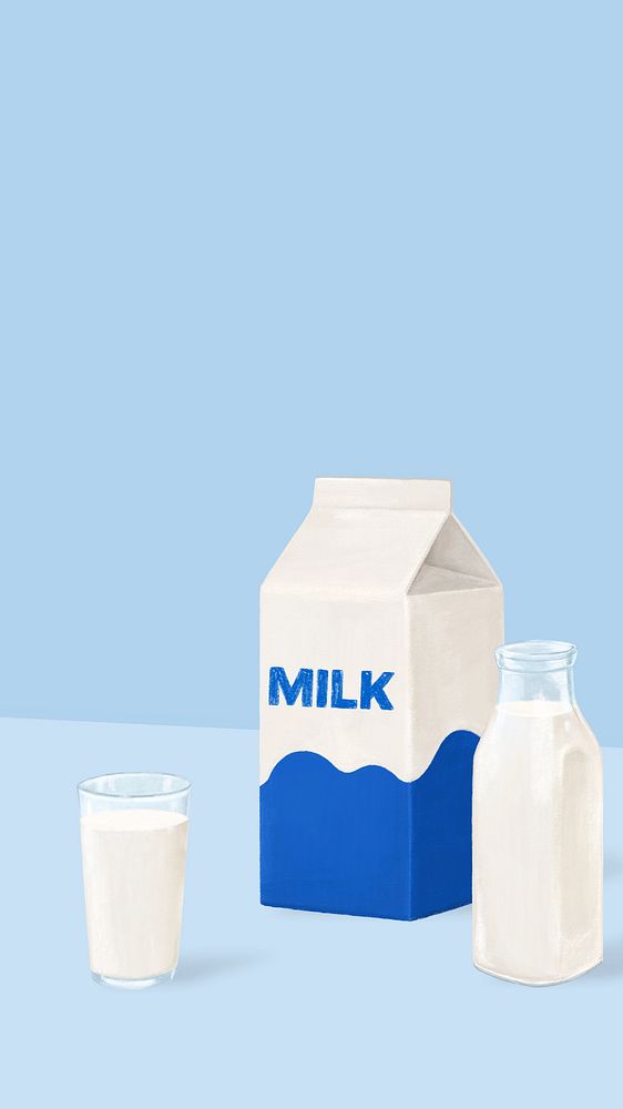 Glass of milk phone wallpaper,  drink illustration