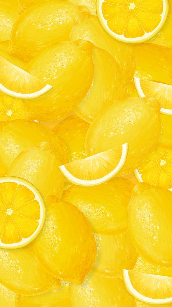 Lemon fruit pattern mobile wallpaper
