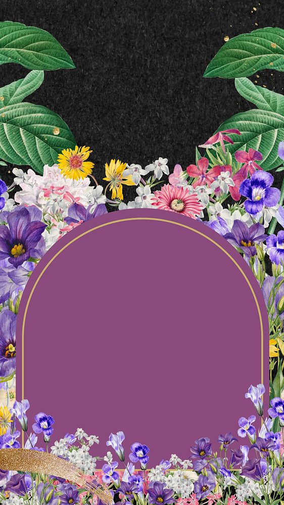 Purple wildflower frame phone wallpaper