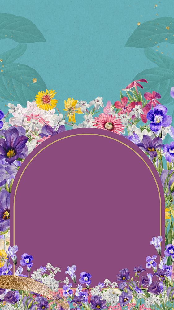 Purple wildflower frame phone wallpaper