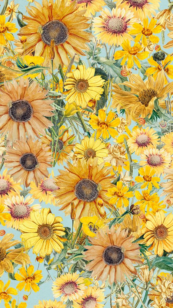 Yellow Spring flowers phone wallpaper, aesthetic botanical background