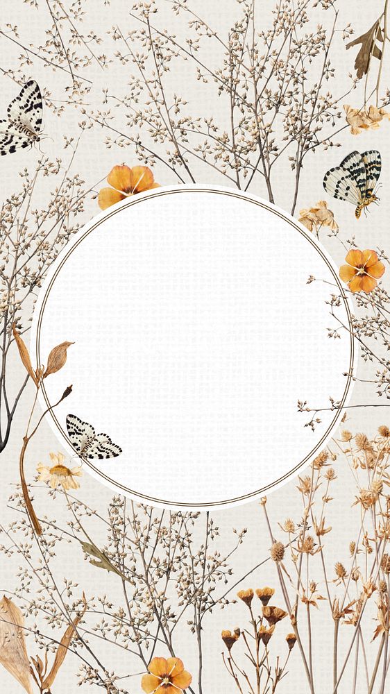 Autumn flower frame phone wallpaper