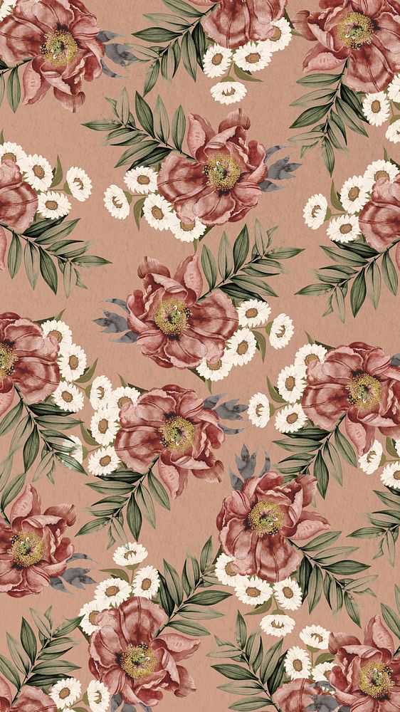 Vintage camellia flower background, aesthetic patterned background