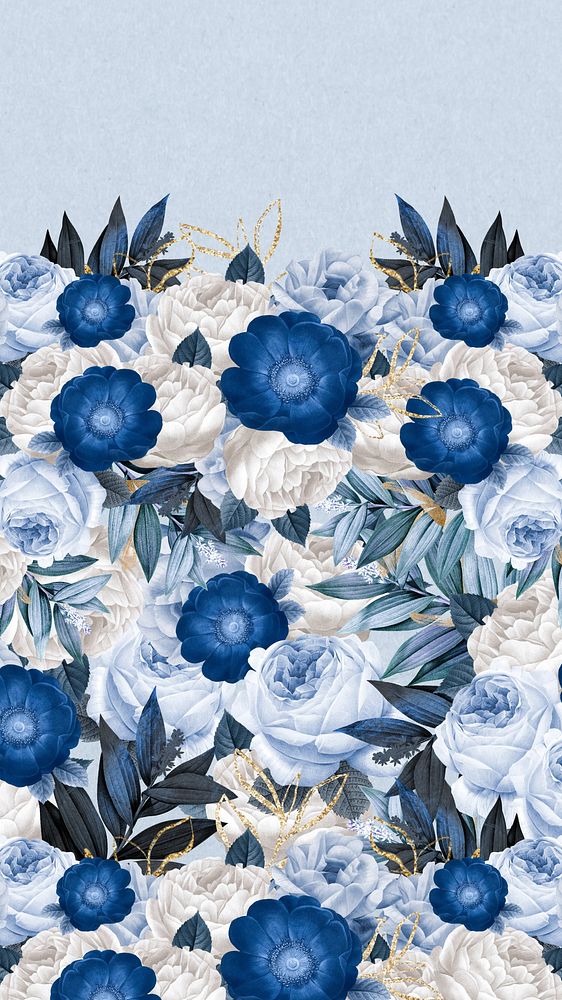 Blue anemone flower iPhone wallpaper, Winter season background