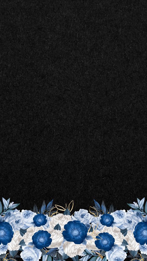 Black anemone flower iPhone wallpaper, Winter border background