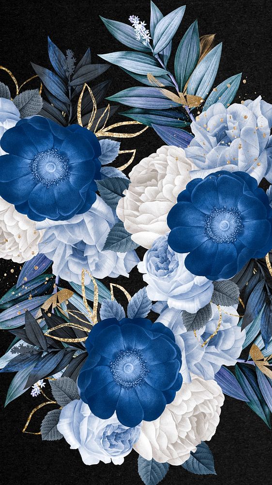 Blue anemone flower iPhone wallpaper, Winter season background