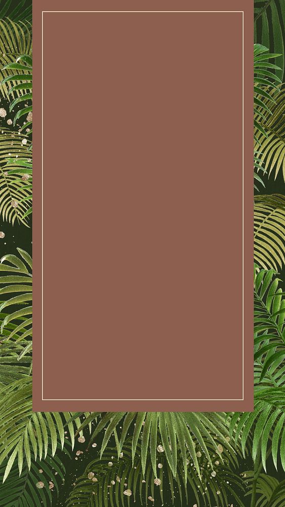 Palm trees frame iPhone wallpaper, brown botanical background