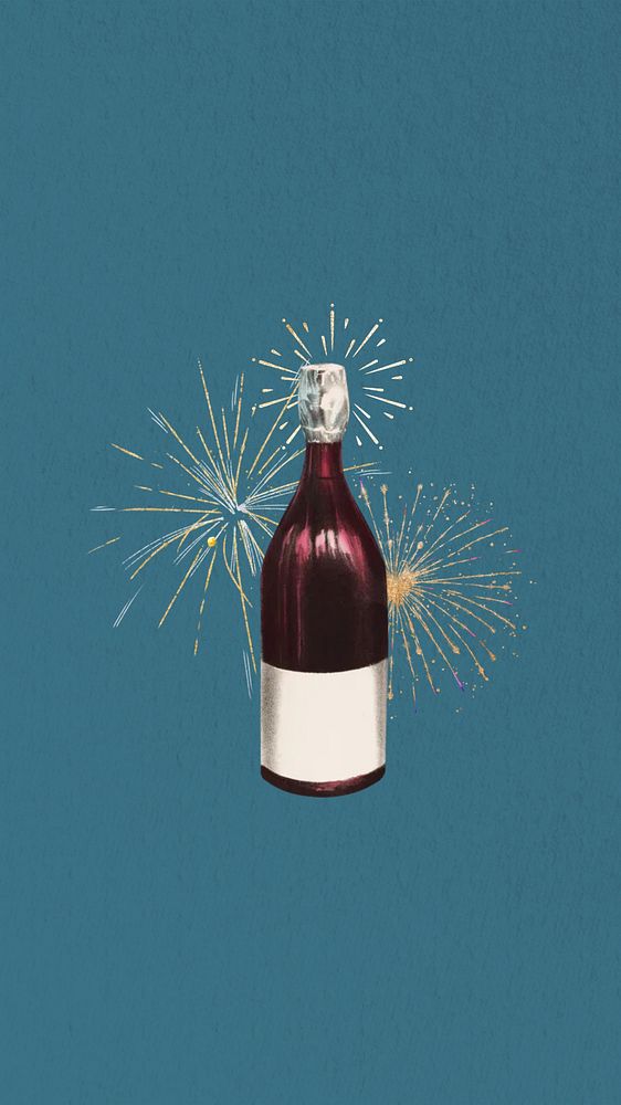 Wine bottle fireworks phone wallpaper collage. Remixed by rawpixel.