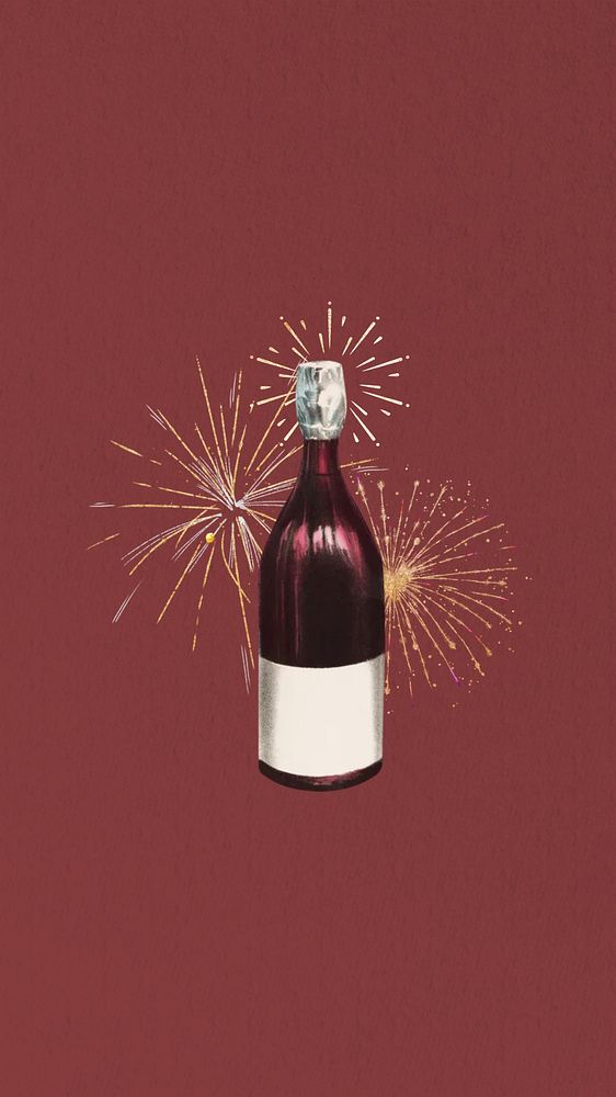 Wine bottle fireworks phone wallpaper collage. Remixed by rawpixel.
