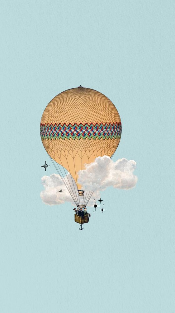 Hot air balloon phone wallpaper collage. Remixed by rawpixel.