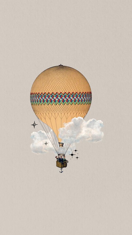 Hot air balloon phone wallpaper collage. Remixed by rawpixel.