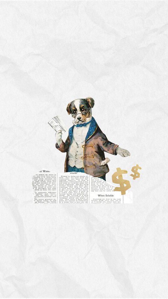 Business investor dog iPhone wallpaper collage. Remixed by rawpixel.