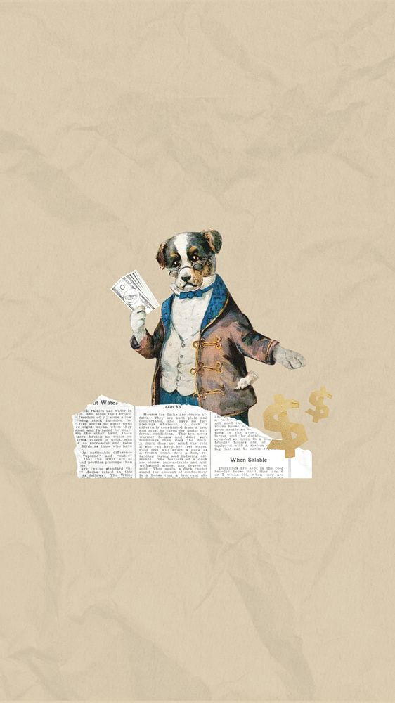 Business investor dog iPhone wallpaper collage. Remixed by rawpixel.