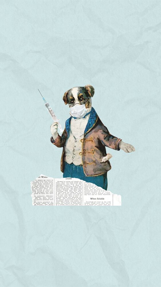 Dog doctor  iPhone wallpaper collage. Remixed by rawpixel.