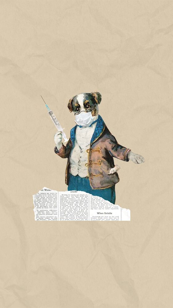 Dog doctor  iPhone wallpaper collage. Remixed by rawpixel.