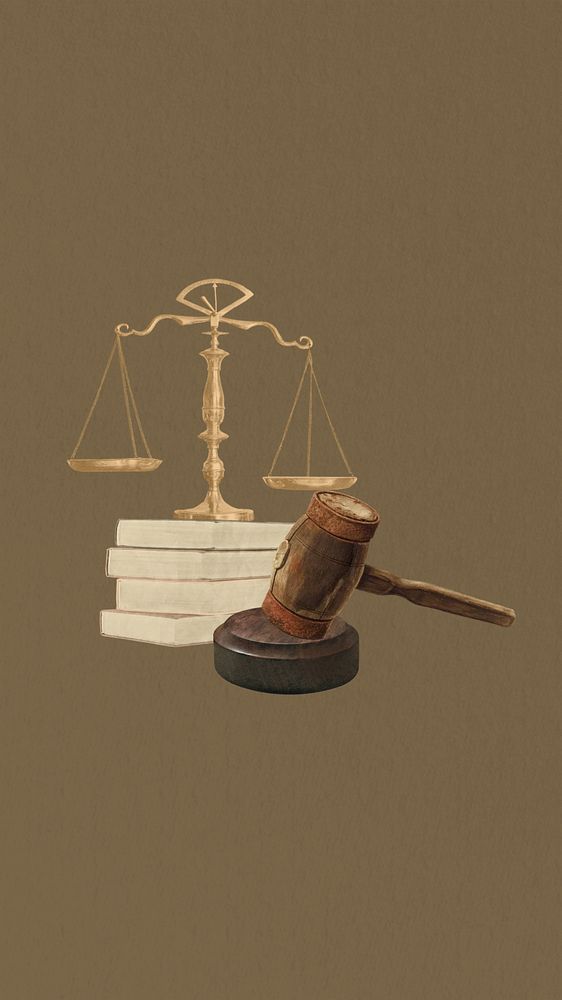 Scale and gavel phone wallpaper, collage. Remixed by rawpixel.
