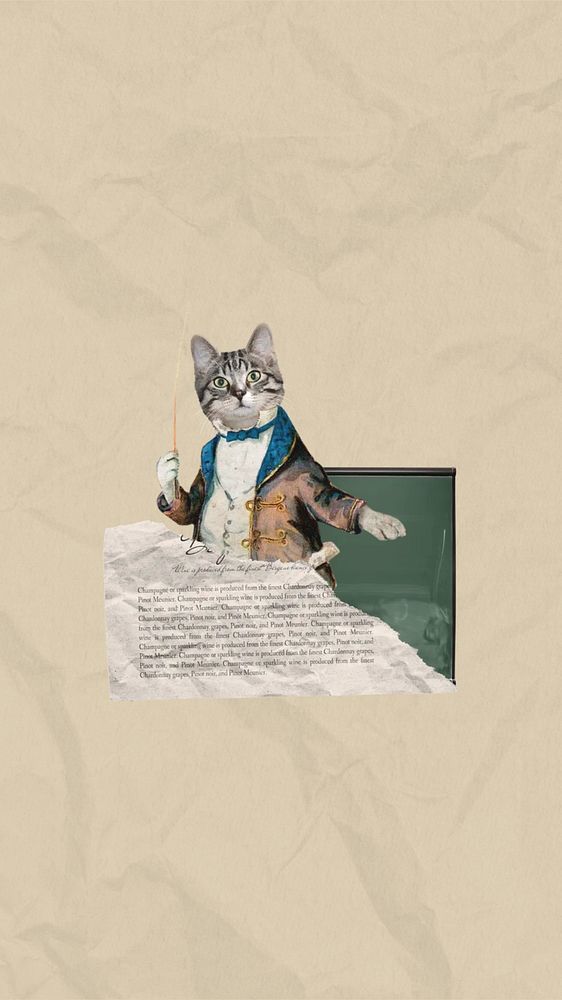 Cat teacher education mobile wallpaper collage. Remixed by rawpixel.