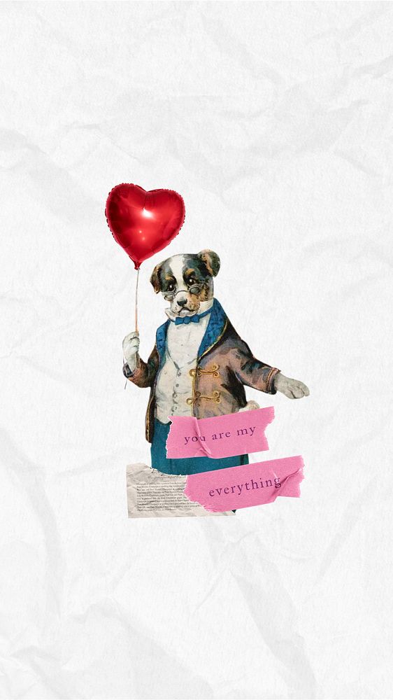 Valentine's celebration dog iPhone wallpaper collage. Remixed by rawpixel.