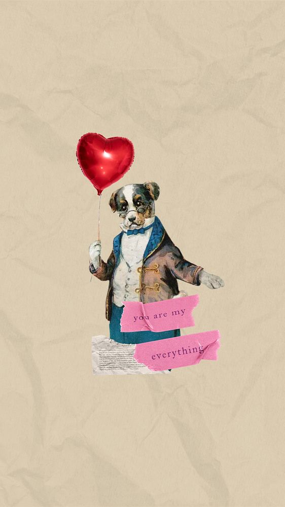 Valentine's celebration dog iPhone wallpaper collage. Remixed by rawpixel.