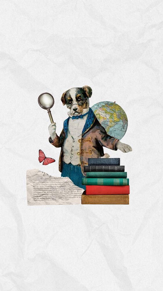 Dog teacher education  mobile wallpaper collage. Remixed by rawpixel.