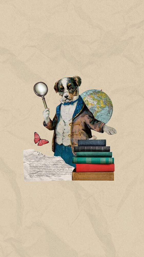 Dog teacher education  mobile wallpaper collage. Remixed by rawpixel.