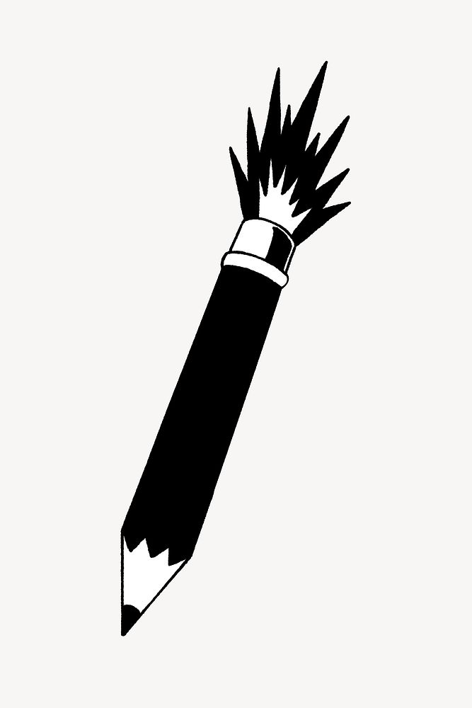 Black burning pencil illustration, isolated design