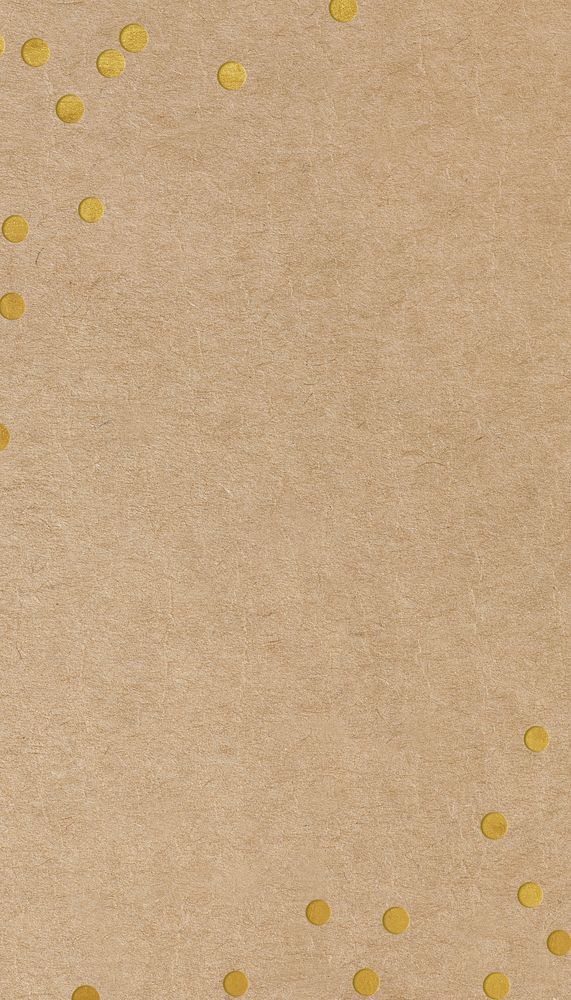 Craft paper textured mobile wallpaper, gold confetti border