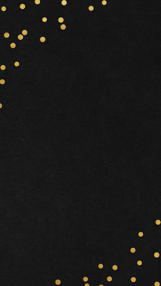 Festive black mobile wallpaper, gold confetti border