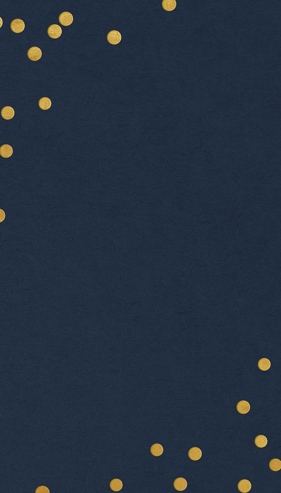 Festive dark blue mobile wallpaper, gold confetti border