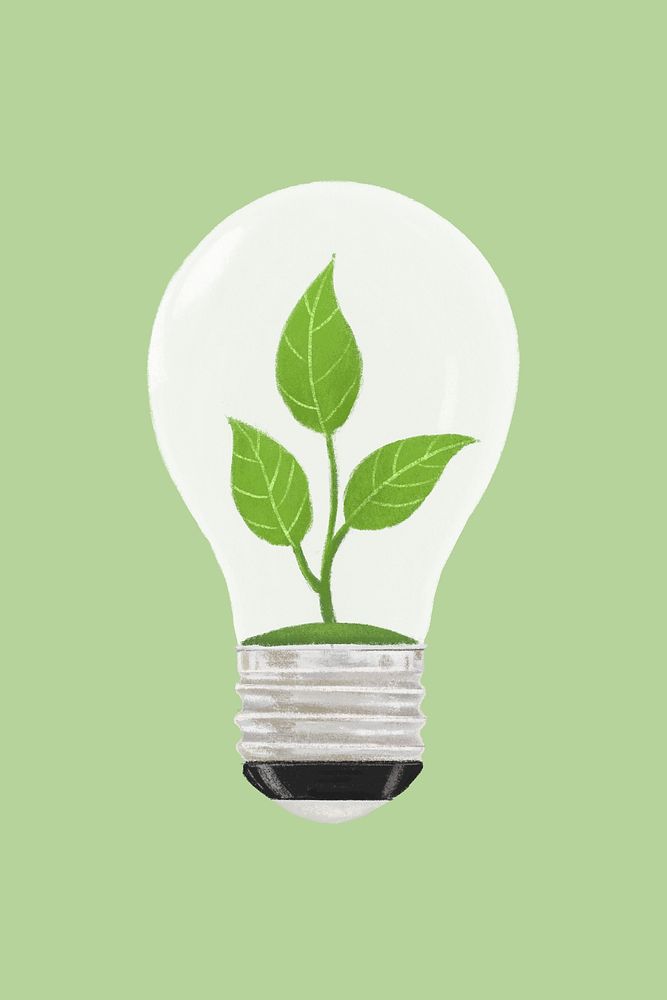 Plant light bulb, environment collage element psd