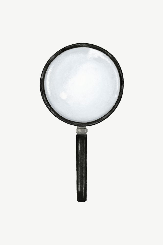 Magnifying glass, education illustration psd